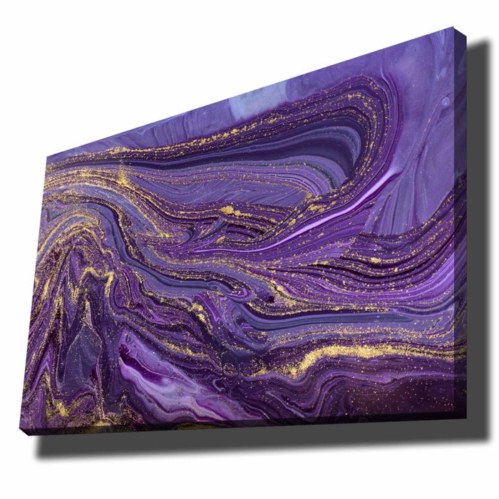 Wallity Cuadro Decorativo sobre Lienzo Púrpura y Dorado 70 x 100 cm